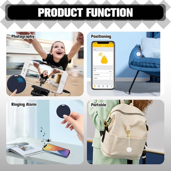 2 stk. GPS-tracker Bluetooth Smart Locator Kompatibel iOS og Android, Lydalarm, Utskiftbart batteri, Enkel lokalisering