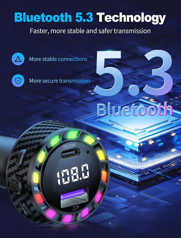 Handsfree Bluetooth-sarja autoon, 30W FM-lähetin, tukee USB-asemaa[C]