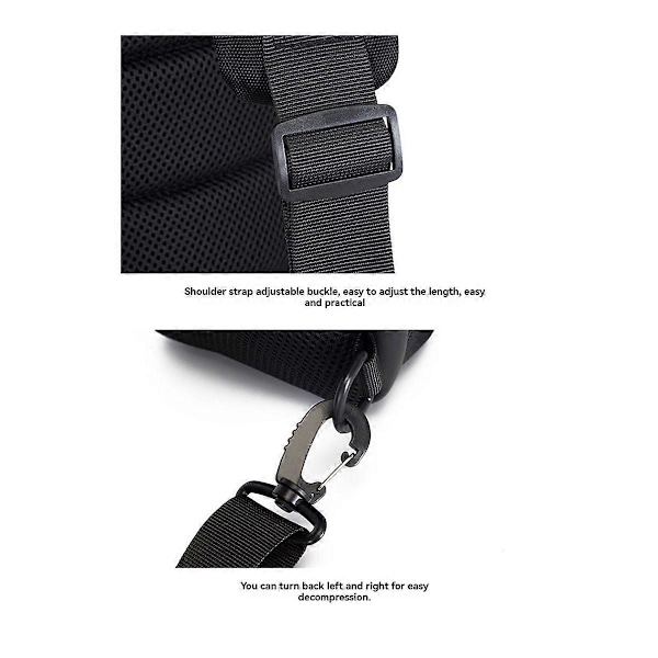 Vattentät USB-laddning Stöldskydd Crossbody Väska med Lås, Portabel Bröstväska Ryggsäck (C)