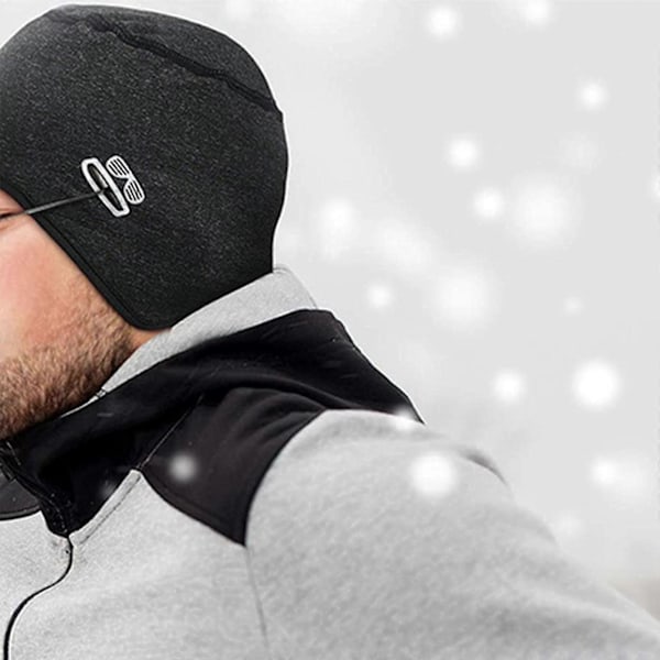 Cykling Skull Cap Huvudbonad Varm med Glasögonhål för Löpning Ridning Vandring Mörkblå Svart (C)