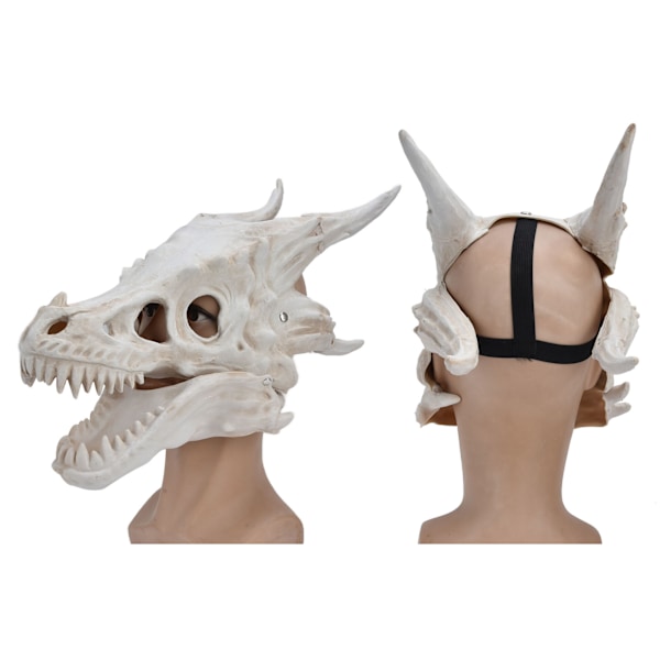 Latex Simulerings-Dinosaurie-Skalle Mask Huvudöverdrag Halloween Kostymfest Cosplay Rekvisita Dekoration[C]