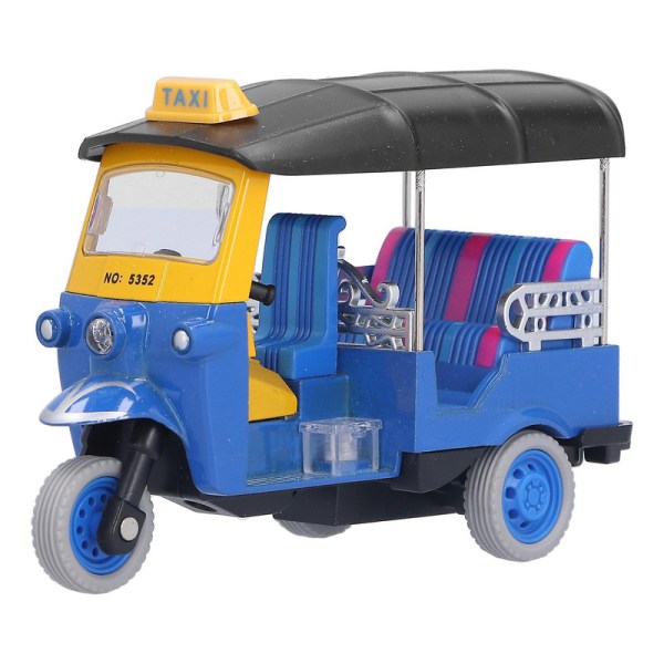 Dra tillbaka Thai Trehjuling Simulering Legering Tuk Tuk Bilmodell Leksak Barn Fordon Toyblå