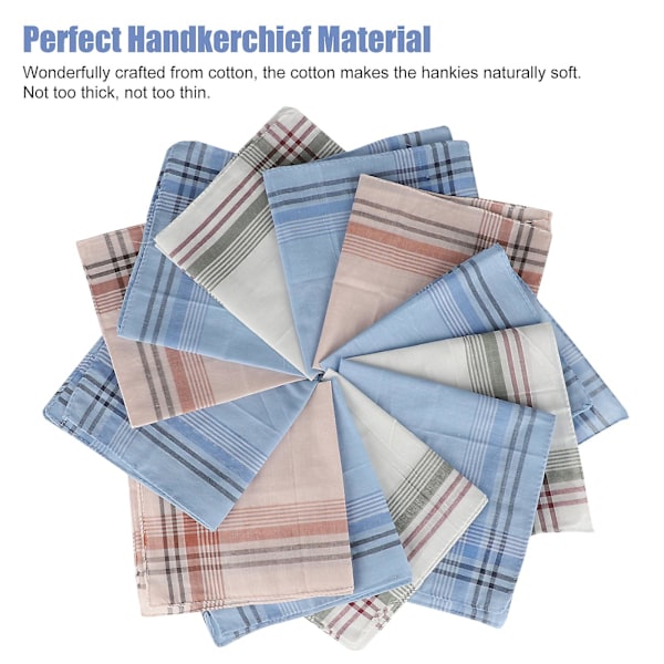 Klassiska Designer 12-pack Herrfickdukar Bomull Slumpmässigt Färgade Fickdukar Set, Bröstnäsduk Mjuk Fickduk, Perfekt Present till Fars Dag (C)