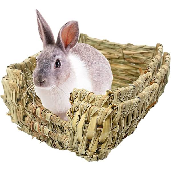 2-pack Gräsbädd för Kaniner, Naturlig Handgjord Kanin Reed Gräsmatta Kaninleksak, Hamster Gerbil Chinchilla Möss Marsvin Andra Små Djur Mjukt Var