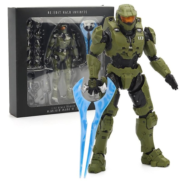 Halo Infinite Master Chief Mjolnir Mk VI 1/12 Skala 17,5 cm 6\" Actionfigur Re:edit Gen.3 117 Ko's 1000 Modell Dukke Leke Master Chief with box