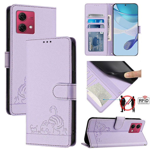 PU-fodral med kattmönster för Motorola Moto G84 5G (C)