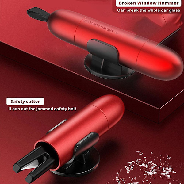 Säkerhetshammare för bilfönster, aluminiumlegering, multifunktionell nödhammare för bil [C] red