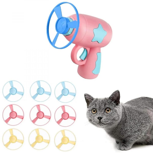 Katt Hämta Leksaker Färgglada Flygande Propellrar Katt Jaga Flygande Propeller Katt Leksak Med 1 Sändare 10 Skivor HQJ