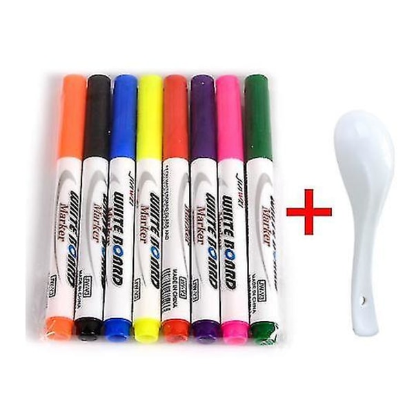 Magiska vattenmålningspennor för barn, magiska flytande bläckpennor med sked, whiteboardmarkör för torr radering 8 colors