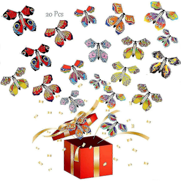 Magic Butterfly 20 kpl Taika Lentävä Perhoskortti Syntymäpäivälahjaksi, Esitystarvikkeet Yllätyslahjat (C)