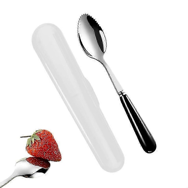 Grapefruktskjeer med runde taggete kanter for frukt og dessert, keramisk håndtak i rustfritt stål med oppbevaringsboks (C)