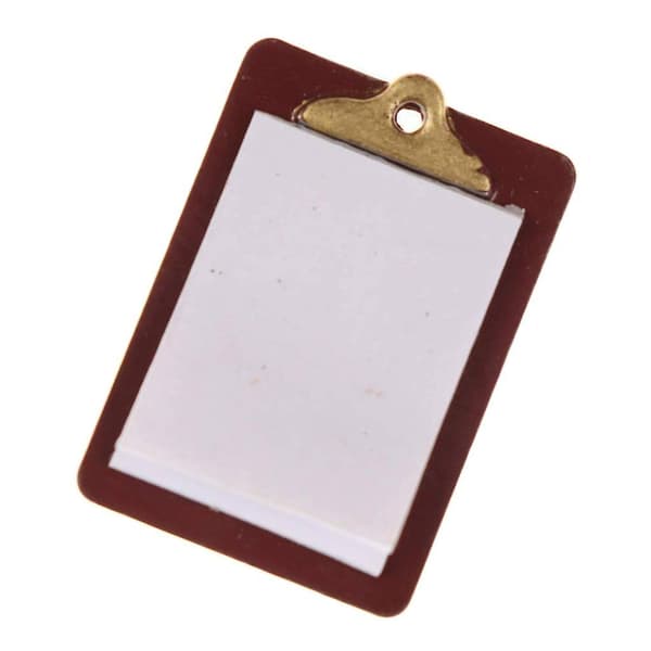 Miniature Tilbehørs Clipboard 12cm x 1cm Inkluderer Ægte Papir