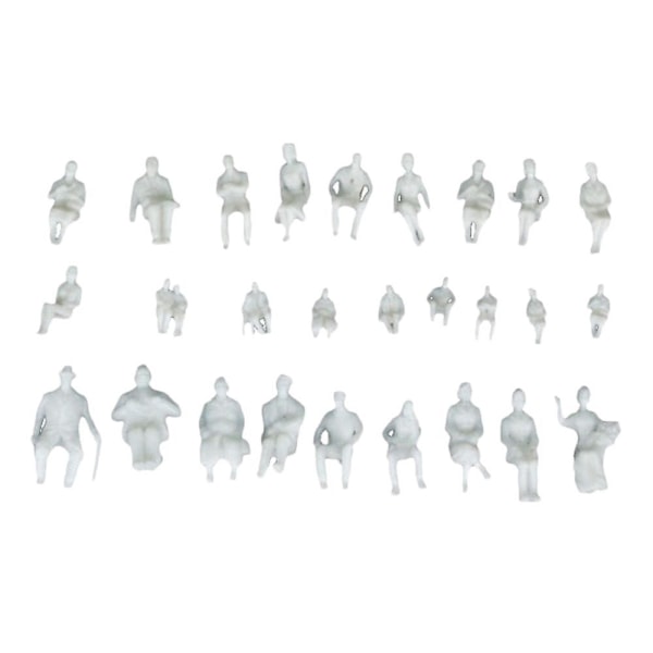 1/50 Menneskemodel Siddende Hvid Mini Figurer Tog Park Gade Layout 28mm