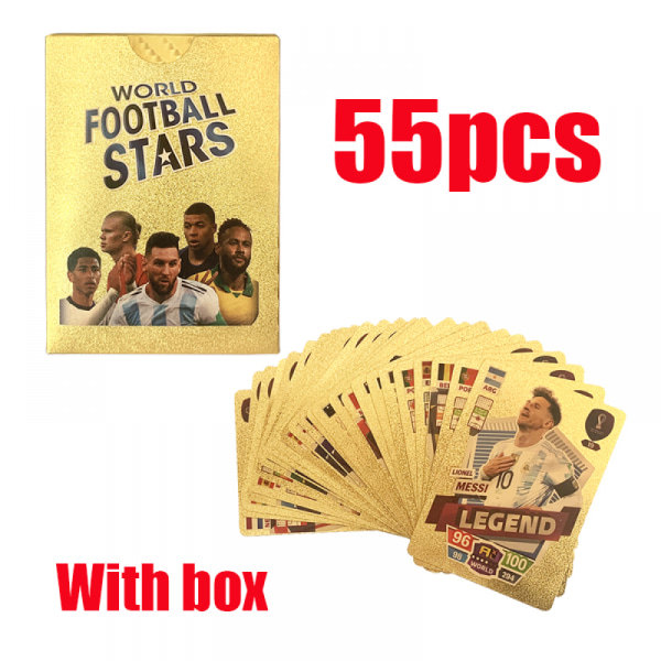 55 stk. 2022/23 VM Fodboldkort, UEFA Champions League, Fodboldkort, Guldfilkort, Ingen Duplikater