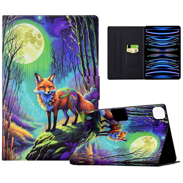 Etui til iPad Pro 11 (2018) / (2020) / iPad Air 11 (2024) / Air (2020) / (2022) PU Læder Mønster F Multicolor Moonlight Fox