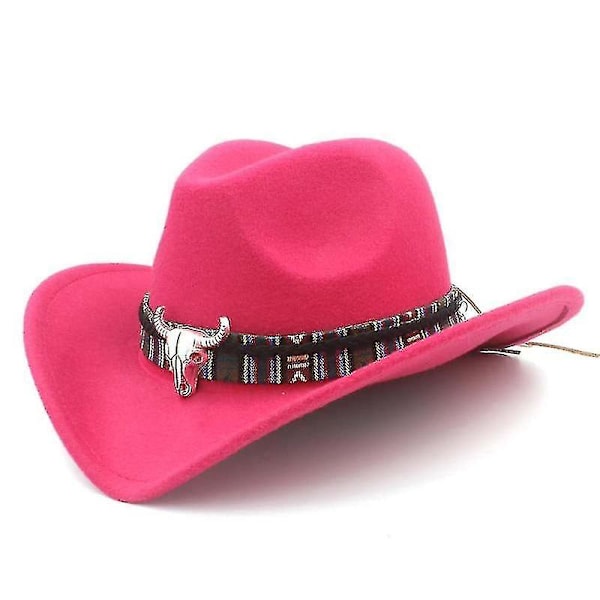 Hattar Unisex Western Cowboyhatt Med Tofs Rosröd (C)