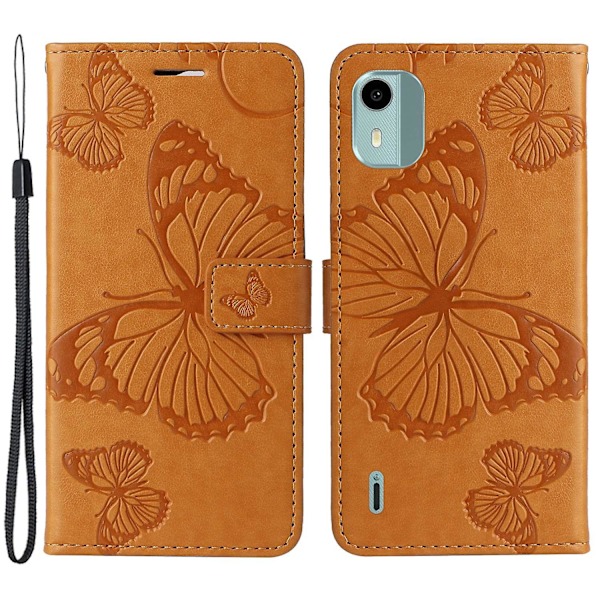 Læder Telefonetui Til Nokia C12 4G/C12 Plus/C12 Pro, Stativ Tegnebog Trykt Cover Yellow Style F Nokia C12 4G