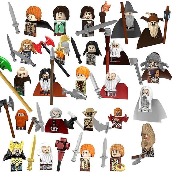 Ny moc medeltida dvärg orc trollkarl hobbit figurer tillbehör modell byggstenar lotr tegel leksaker för barn presenter Set 18