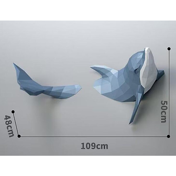1 st Delfinhammare Papptrofé Handgjord Pappskulptur Geometrisk Pappmodell DIY Origami Pussel 3D Väggdekoration