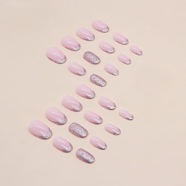 Press On Glitter Negler 24 Stykker Rose[C]