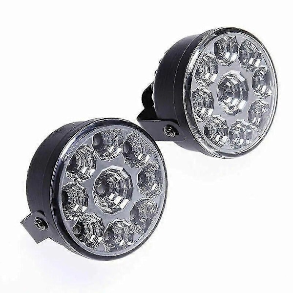 2x 70mm Runda LED Varselljus 12V 6000K Vit - Vattentäta Dimljus för Bil/Lastbil Uppgradering_JC (C)