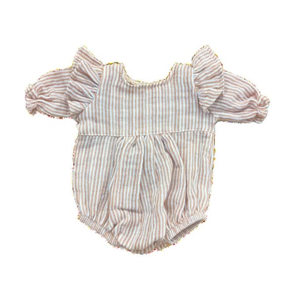 Raidallinen toppapuku minilandille 38 cm beige