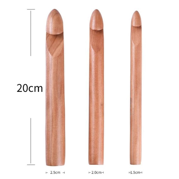 Set med 3 st. grova virknålar i finaste bambu multifärg one size