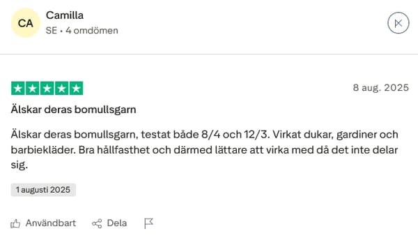 2 st. nystan Merc. 8/4 Virkgarn Röd Röd one size