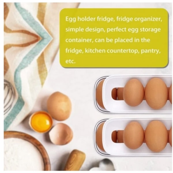 Äggbehållare för kylskåp, äggdispenser, ägghållare, äggförvaring