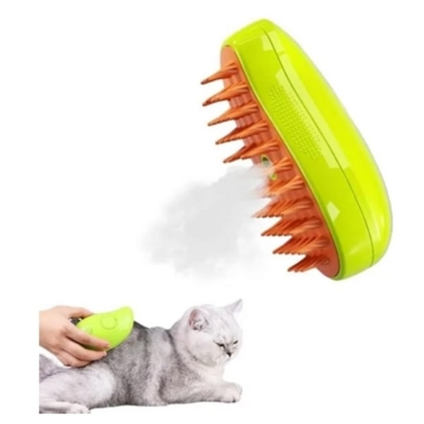Steamy Cat Brush - 3 In1 Cat Steamy Brush, självrengörande Steam Grön one size