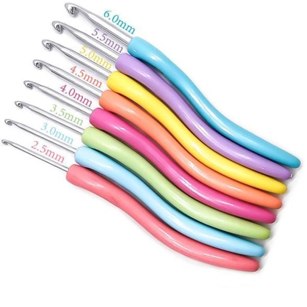 N025 - Set med 8 st. ergonomiska virknålar multifärg one size