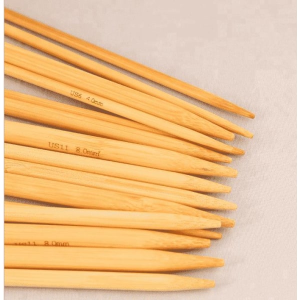 N006 - Set med 11 storlekar Strumpstickor i finaste Bambu multifärg one size
