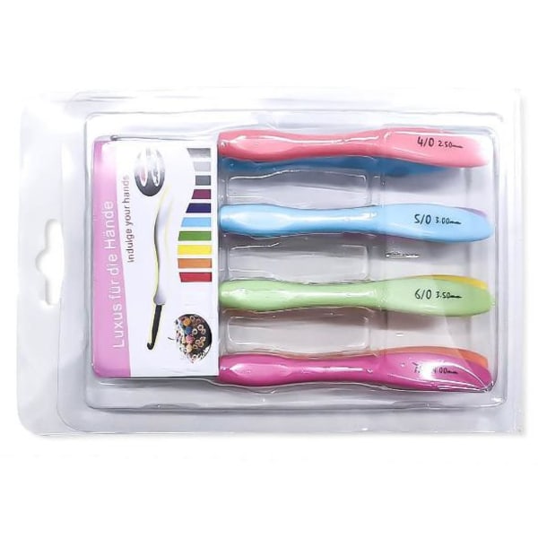 N025 - Set med 8 st. ergonomiska virknålar multifärg one size