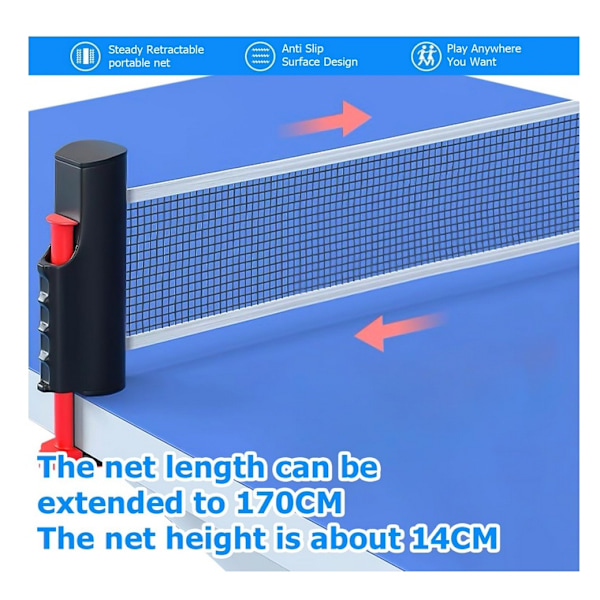 Bordtennisset med justerbar nät | Professionell bordtennisset med 2 bordtennisracket