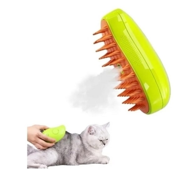 Steamy Cat Brush - 3 In1 Cat Steamy Brush, självrengörande Steam Cat Brush Grön one size