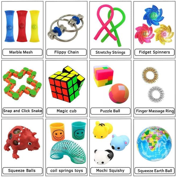 Favor 24st Fidget Set Pack för barn Pop it Stress ball