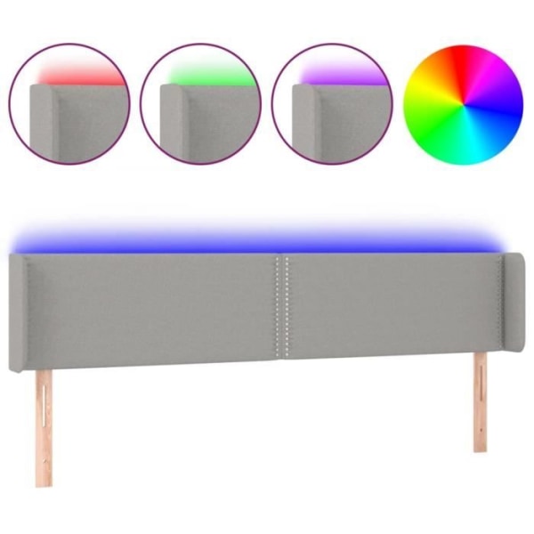 LED sänggavel - YOSOO - Ljusgrå - 183x16x78/88 cm - Klippbar LED-remsa