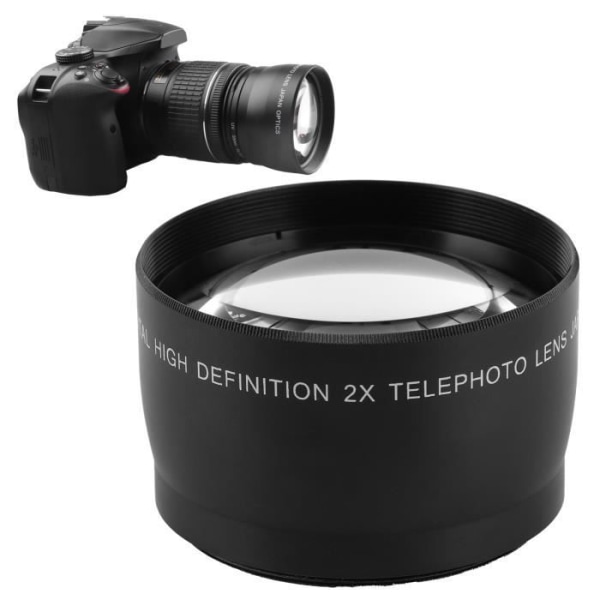2X Telephoto Telephoto Lens Converter - EJ.LIFE - Kompatibel med 62 mm filter - 55 mm filterdiameter