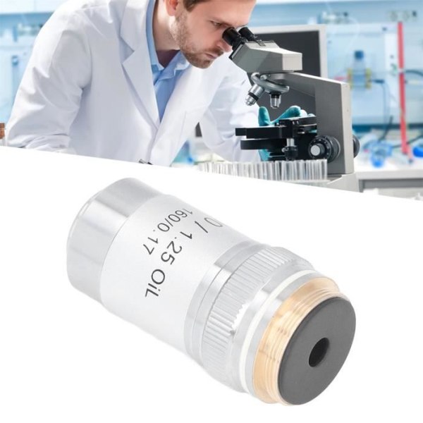 FHE akromatiskt objektiv i mässingsobjektiv placerat 100x högeffektmikroskopgränssnitt - 20,2 mm