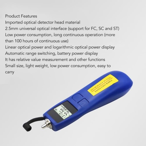 FHE-fiberljusmätare TL537B Mini Portable Optical Power Tester -50 DBm till +26 DBm fiberelektronik