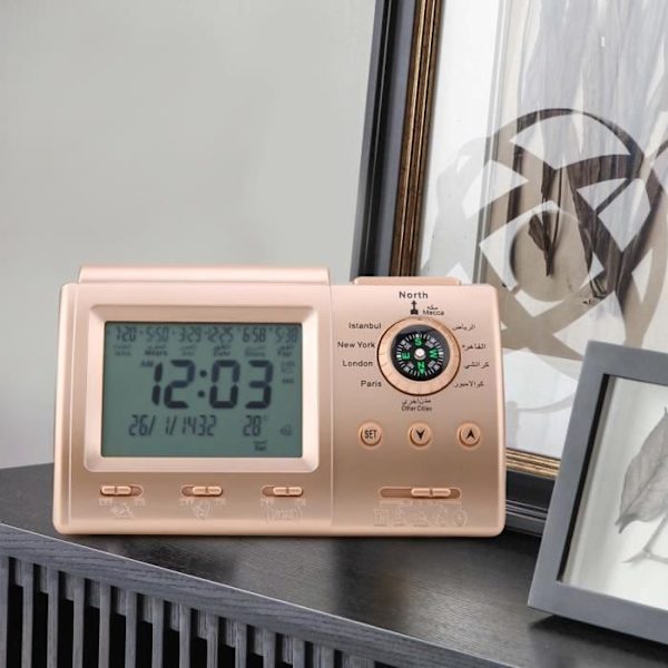 AYNEFY Azan Clock Muslim Islamic Azan Clock Digital bönalarm LCD-skärm Påminnelse om bönstid