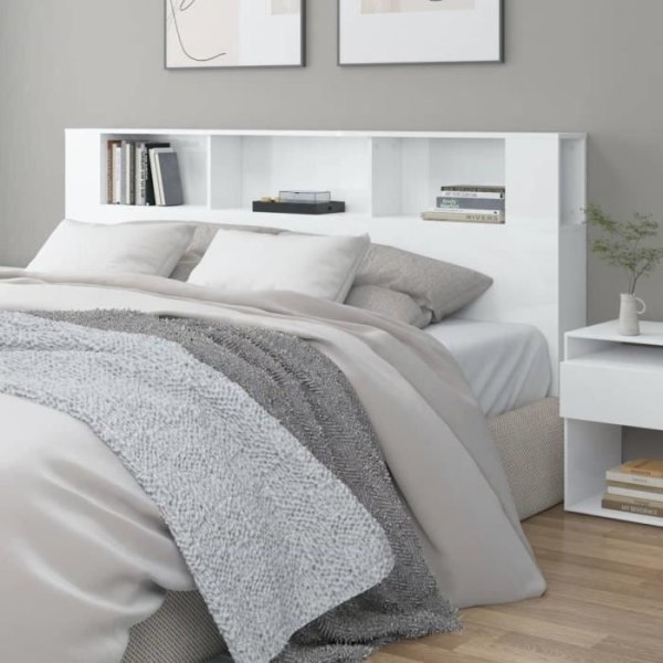 FHE - Sänggavlar och fotgavlar - Sänggavelskåp Blank vit 200x18,5x104,5 cm - HÖG KVALITET - DX03615