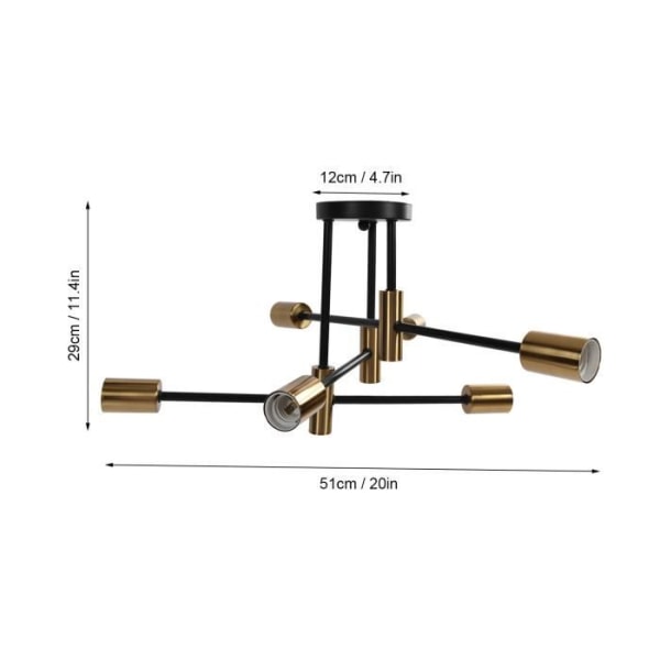 FRA Taklampa 6 Head Taklampa Nordisk Modern Minimalistisk Vardagsrum Sovrum Smidesjärn Taklampa 110‑220V