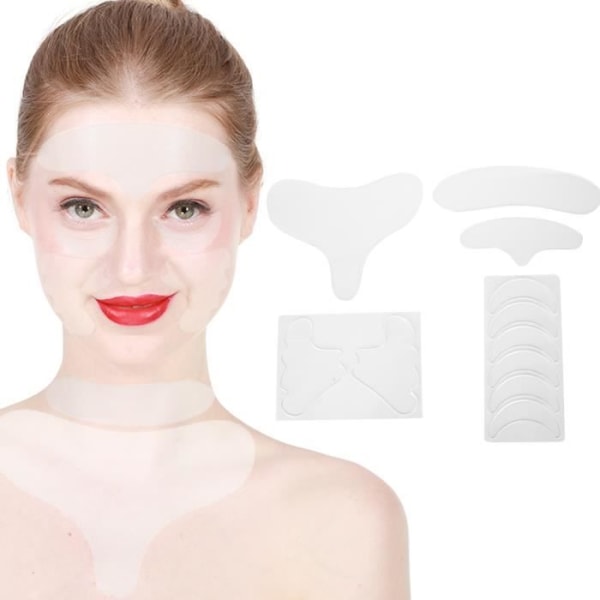 PAR---Ansiktsrynklappar Återanvändbara silikon Anti-rynkor Ögon Pannhals Bröstkuddar Dekal