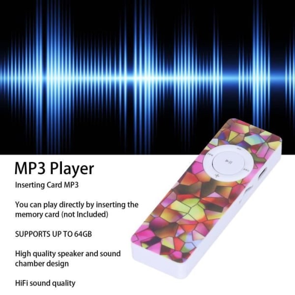 FHE MP3-spelare Inbyggd högtalare Bärbar musik Stöder upp till 64 GB (Typ B)