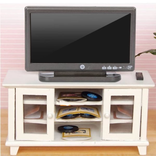 ARAMOX TV-leksak 1:12 Miniatyr-TV med fjärrkontroll Tillbehör till dekoration av dockhus