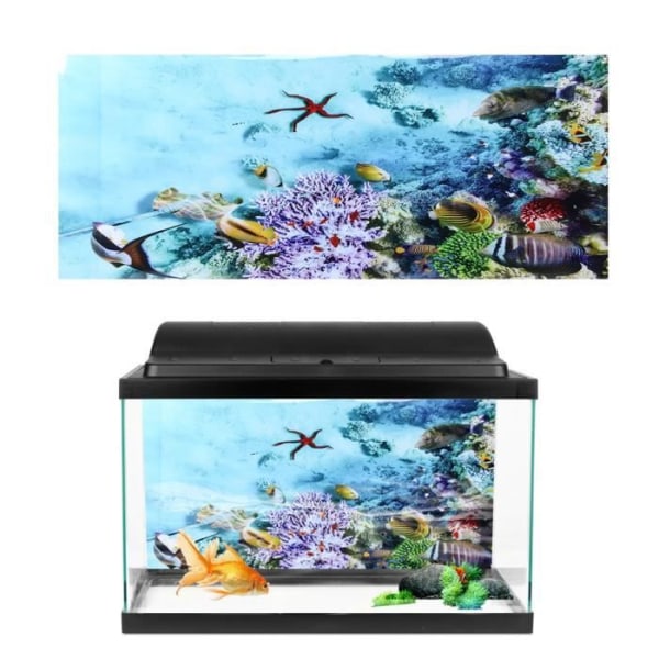 Bakgrundsaffisch Dekorativ målning PVC-dekal Landskapsbild för Aquarium Fish Tank (61x30cm)-ALI