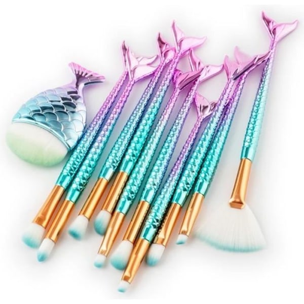 11 st Mermaid Makeup Brushes Kit Eyeliner Kosmetiska ögonborstar