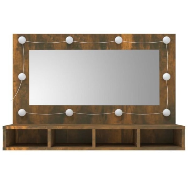 FHE - Spegelskåp med LED Rökt ek 90x31,5x62 cm - HÖG KVALITET YOSOO - DX0403