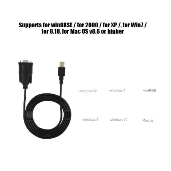 USB 2.0 till RS232 serieportkabelomvandlare Universal DB9 honadapterkabelstöd för Win98SE/för